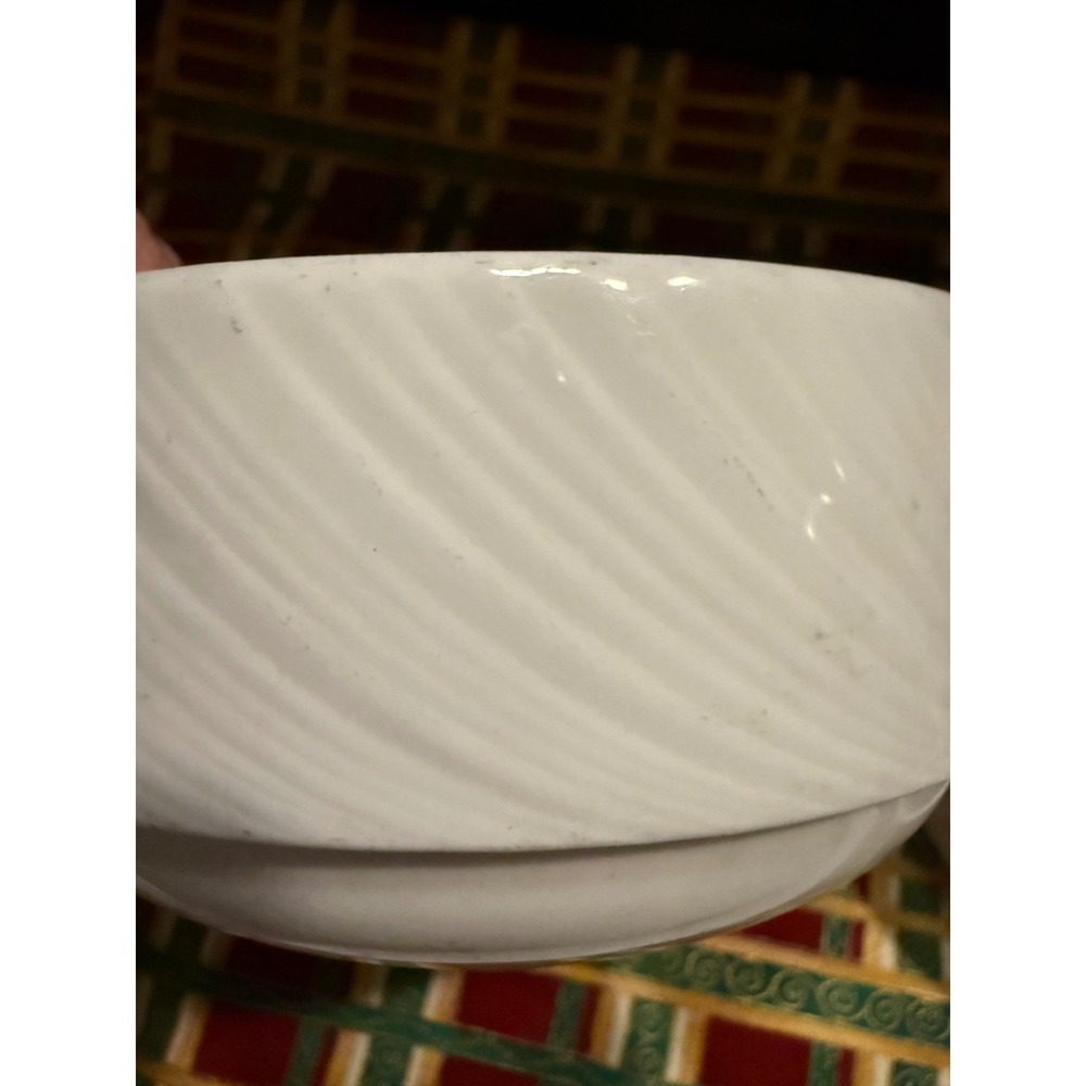 Steelite International White Swirl Ribbed Ceramic Bowls Made in England Set of 2 - Picture 3 of 6